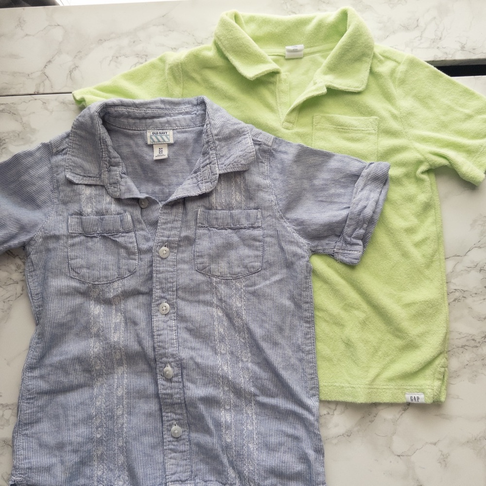 EUC lot Vacation shirts 5T terry cloth & Cuban shirt inspired Gap & Old Navy